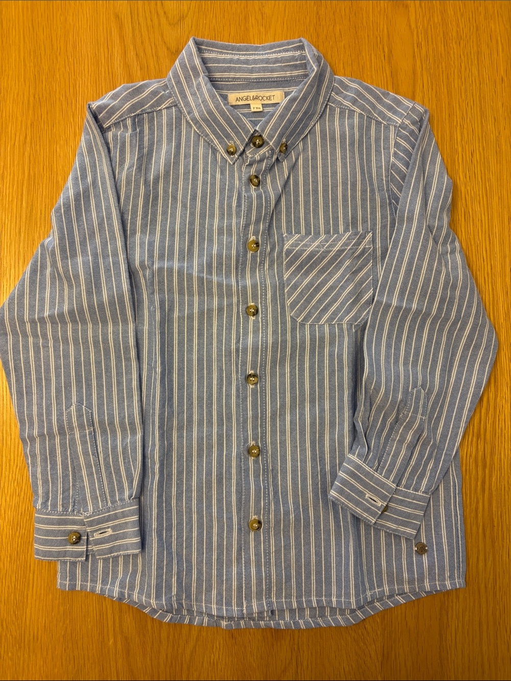Angel & Rocket Boys Blue Stripe Button-Down Shirt size 7 years